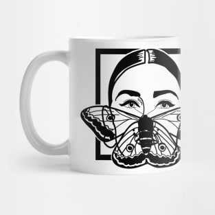 Vintage Woman Moth Face Mug